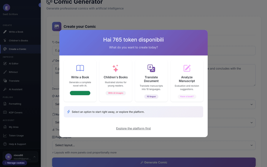Comic Generator in azione